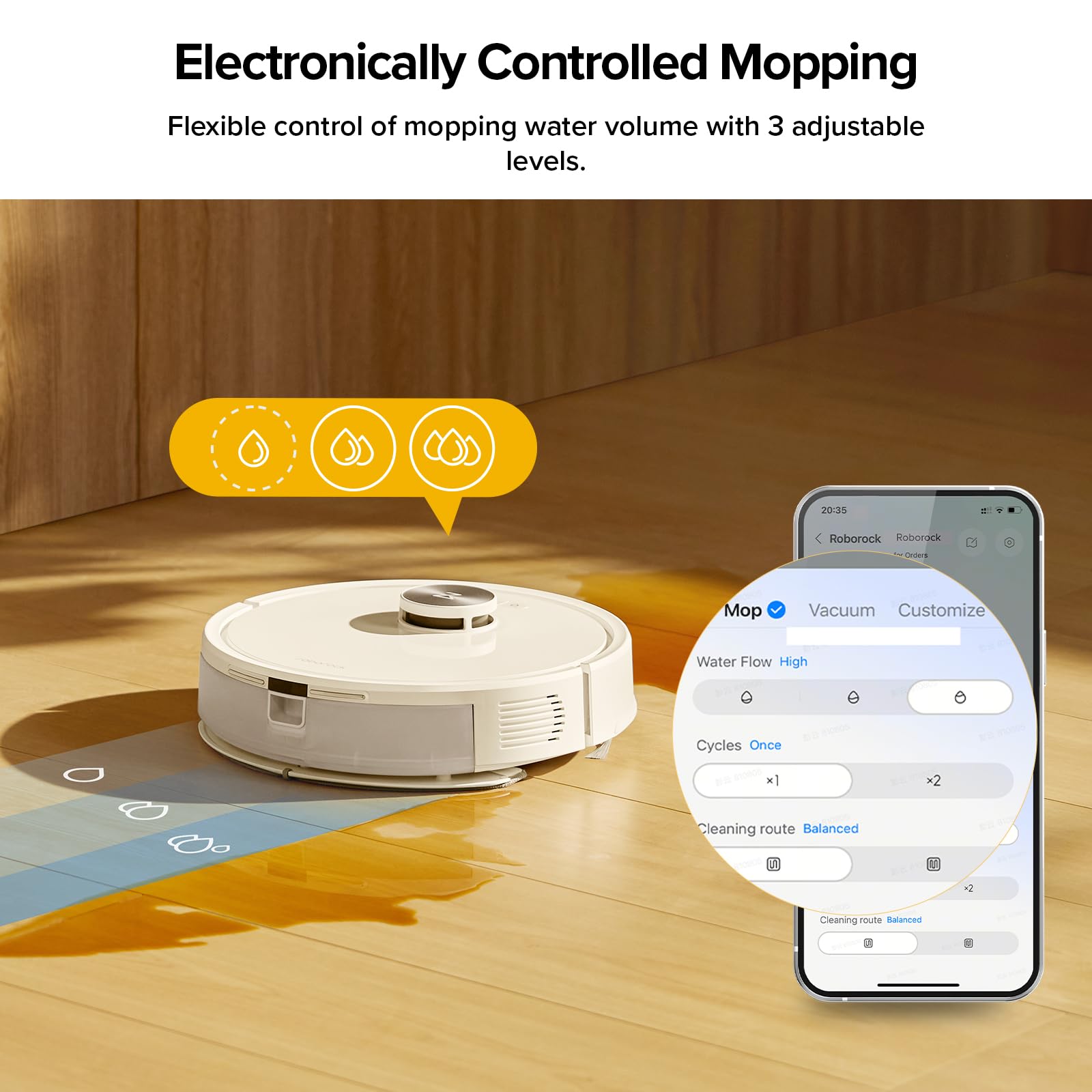 roborock app en teléfono mostrando controles, gestión remota fácil