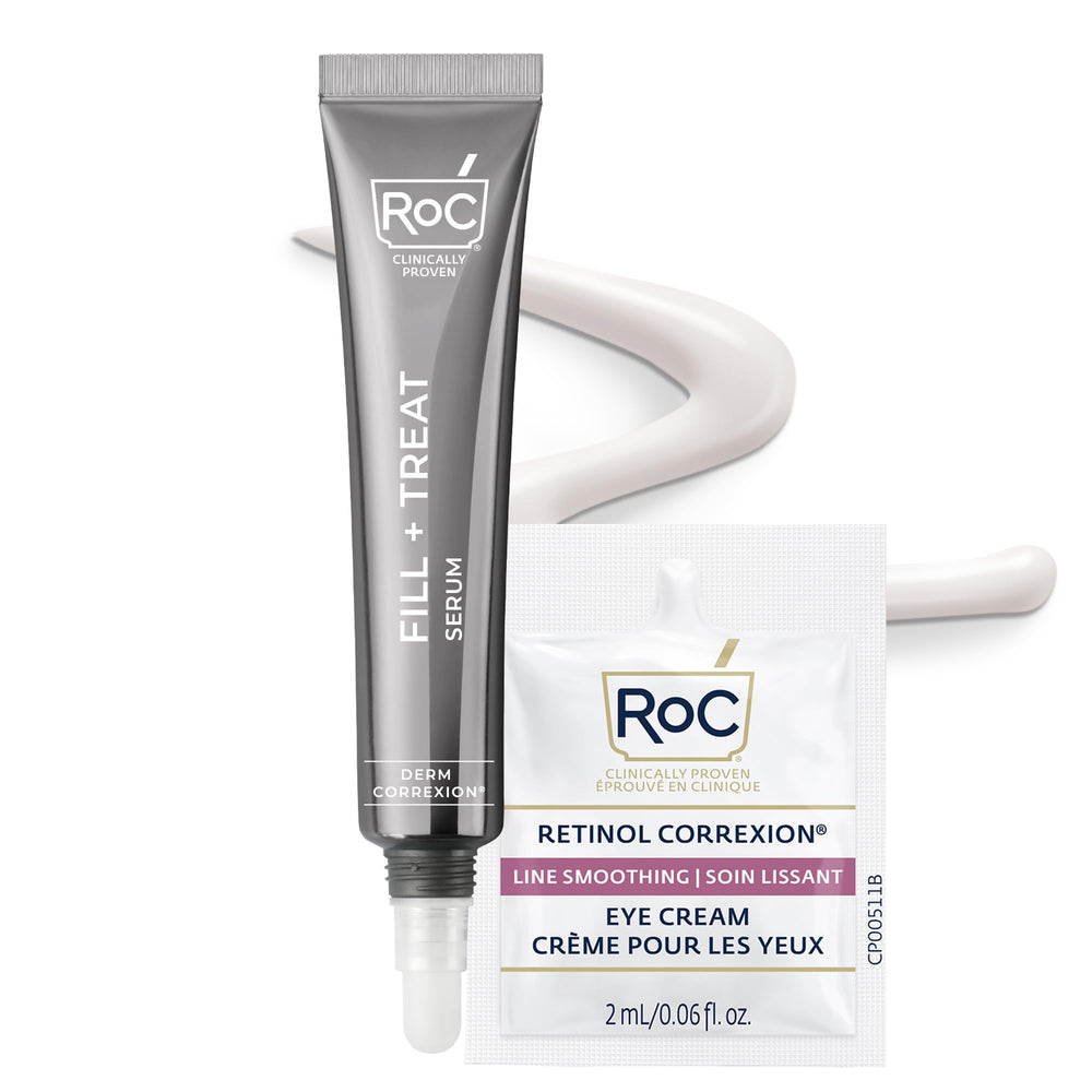 RoC envase frontal del sérum mostrando diseño y beneficio antiarrugas