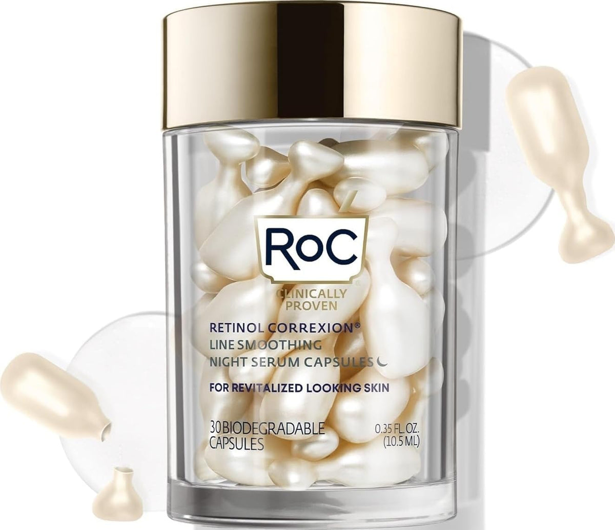 RoC front packaging showing jar of 30 capsules and brand clarity benefits