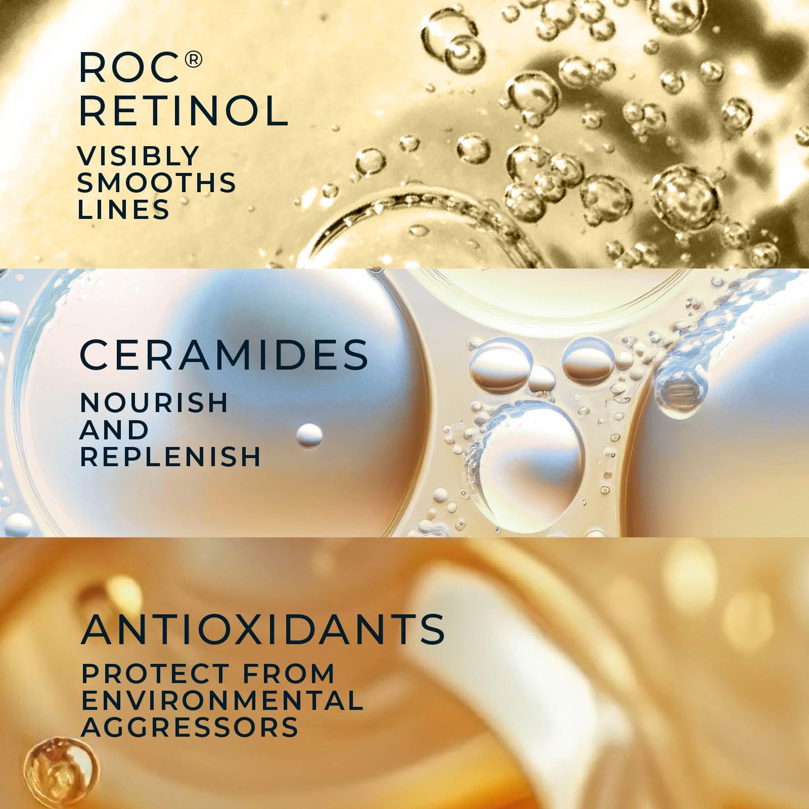 RoC capsules on bathroom vanity demonstrating nightly routine simplicity