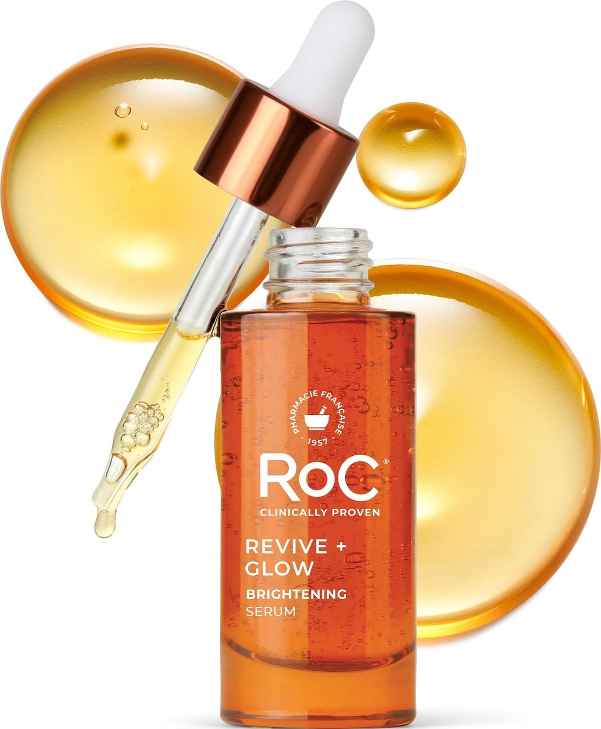 RoC frasco frontal del sérum iluminador mostrando diseño y volumen de 30 ml