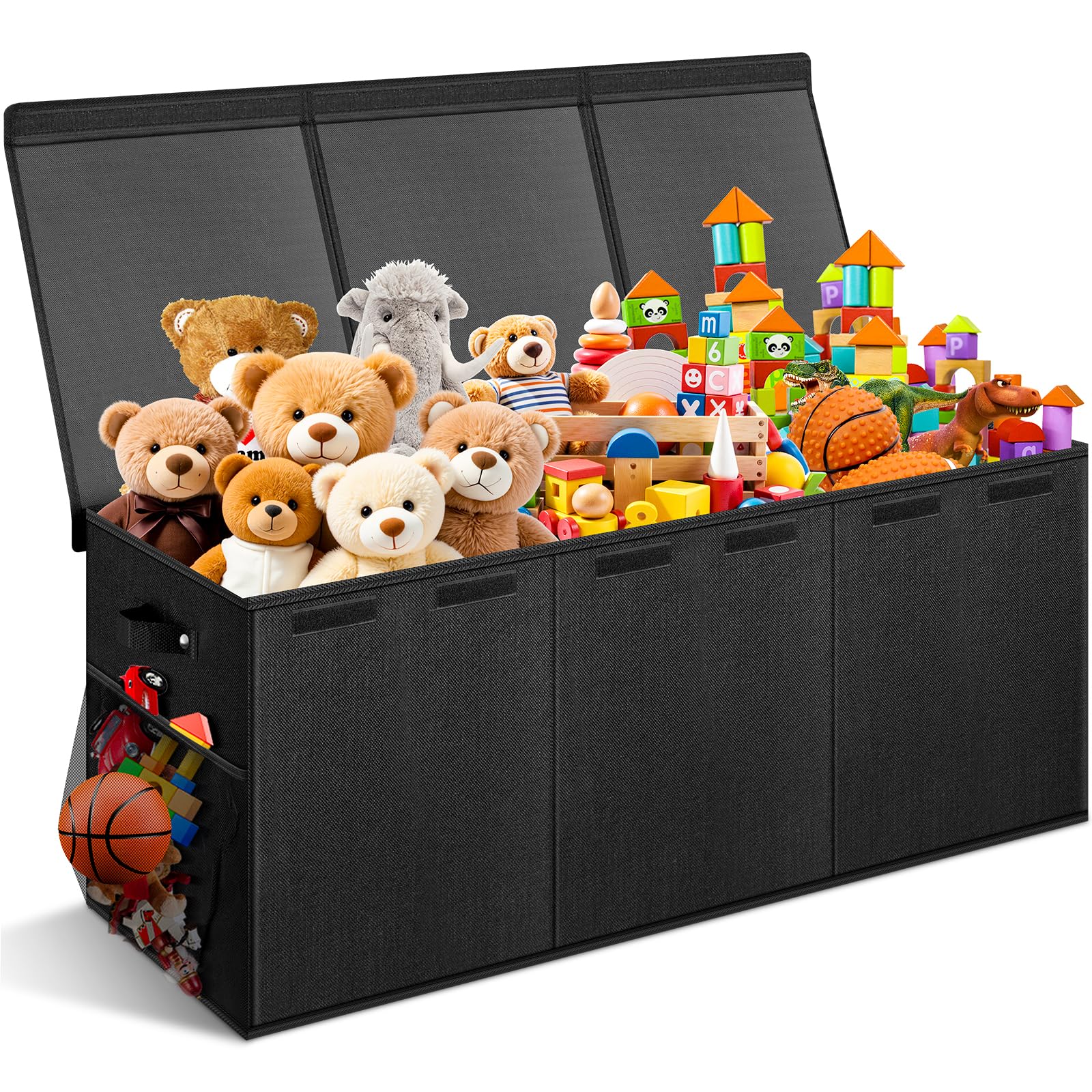 Rocamdo caja de juguetes frontal mostrando gran capacidad y aspecto ordenado