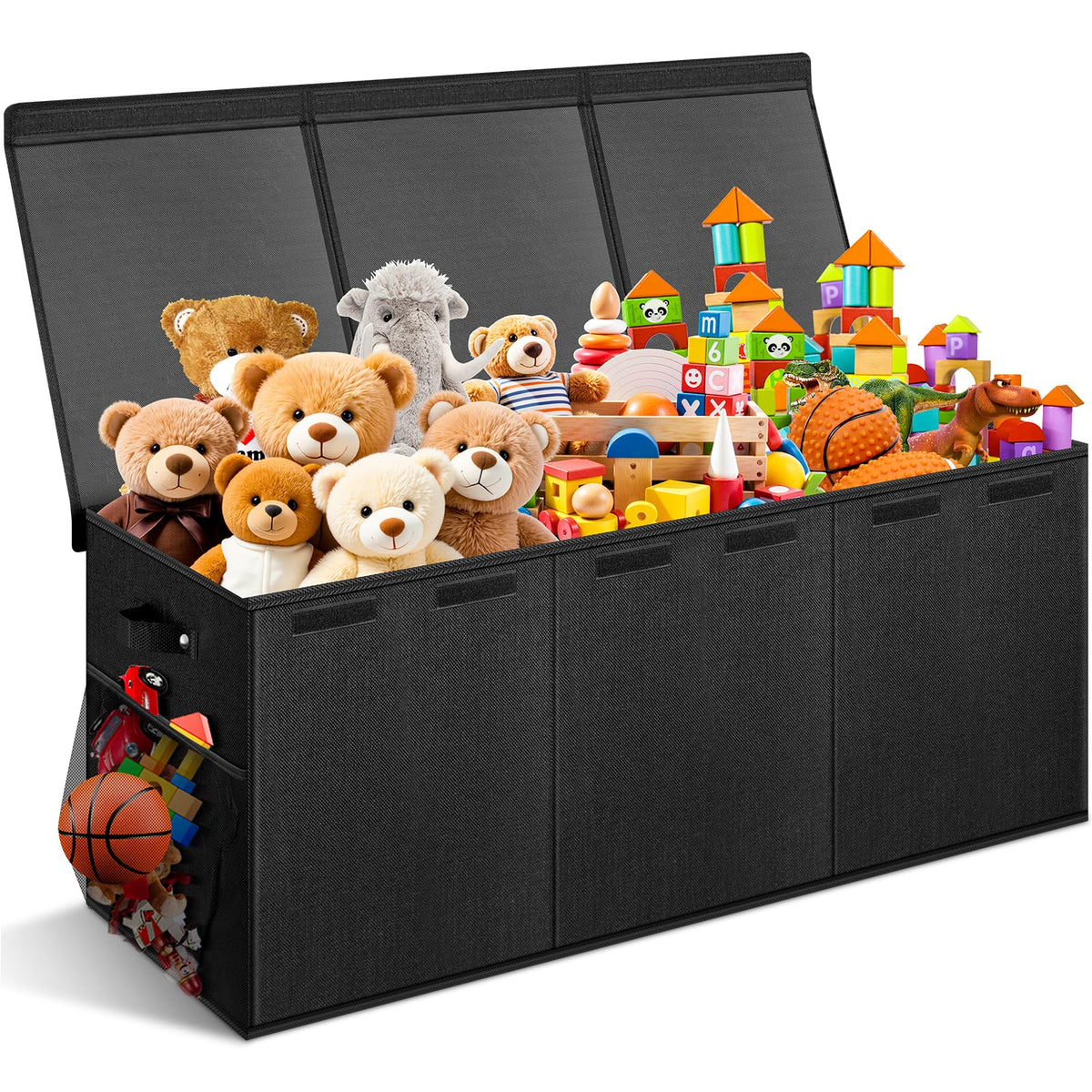 Rocamdo caja de juguetes frontal mostrando gran capacidad y aspecto ordenado