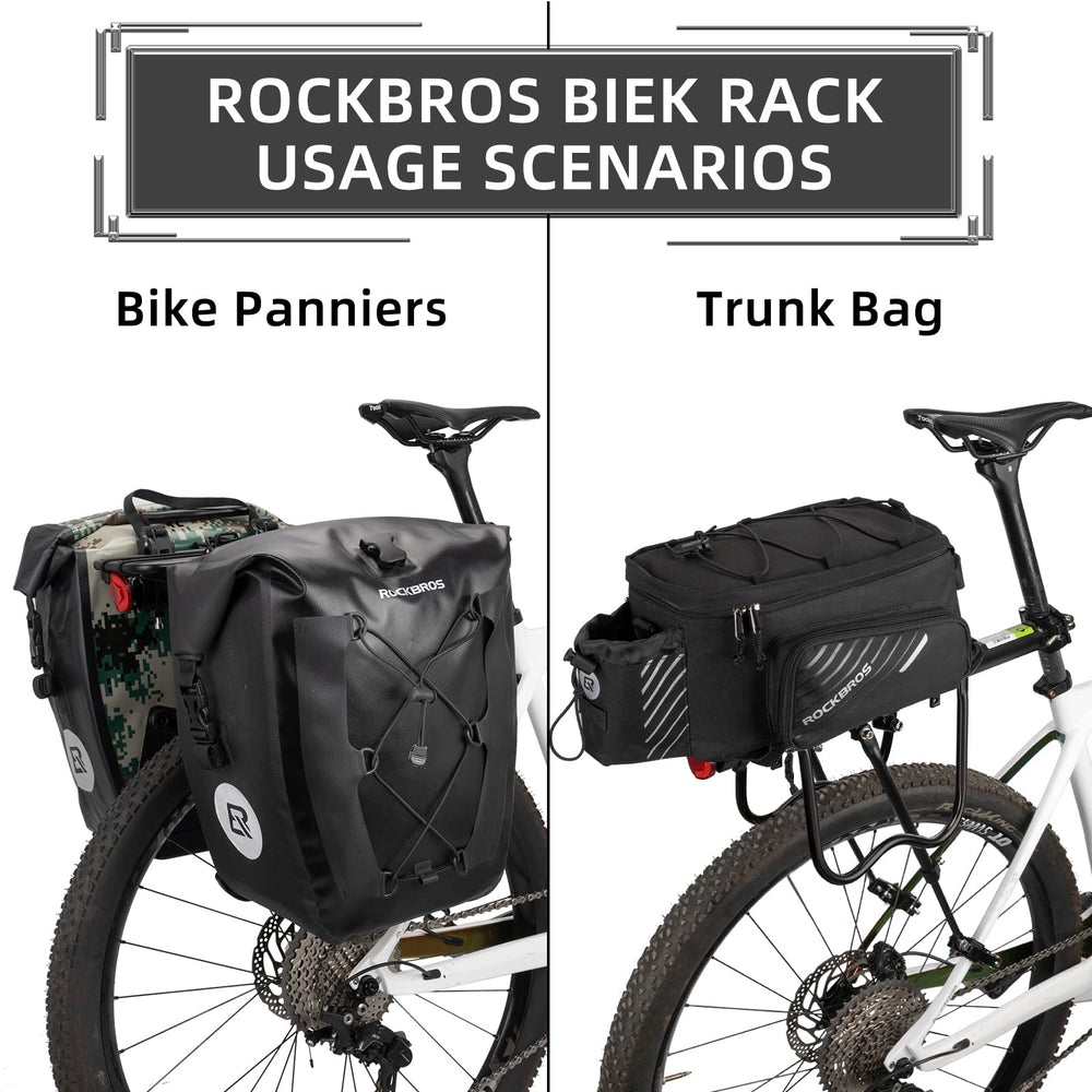 ROCKBROS riel lateral en W protegiendo la rueda y manteniendo bolsas separadas