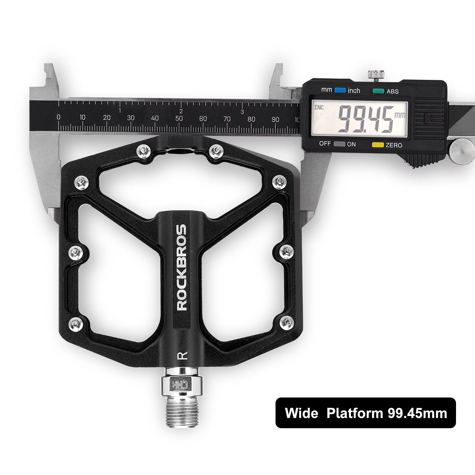 ROCKBROS pedal next to shoe for scale, illustrates size compatibility