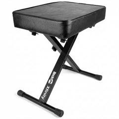 RockJam banqueta frontal plegada mostrando su perfil y portabilidad