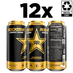 Rockstar original side label detail with ingredients and benefits visible