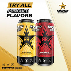 Rockstar open can pouring into glass illustrating ready-to-drink refreshment benefit