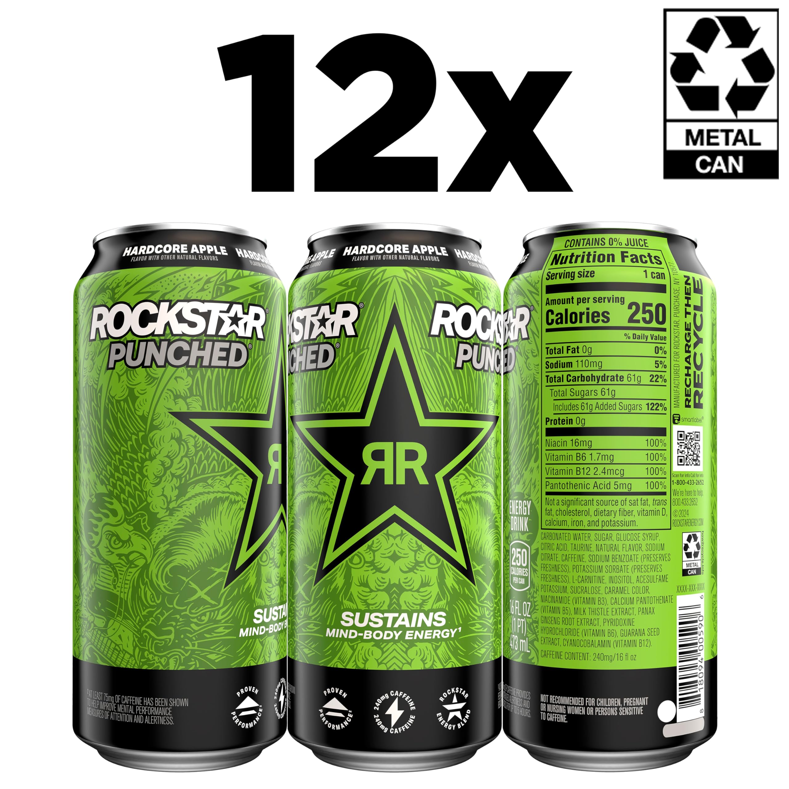 Rockstar lata abierta lista para beber y ofrecer energía inmediata