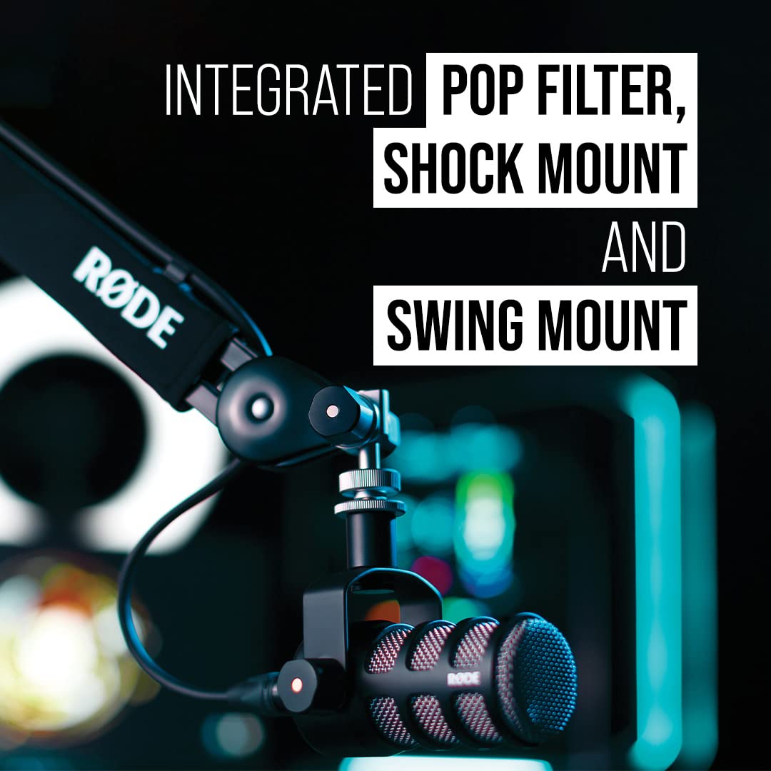 RØDE PodMic montado en brazo, ideal para streaming y podcasts