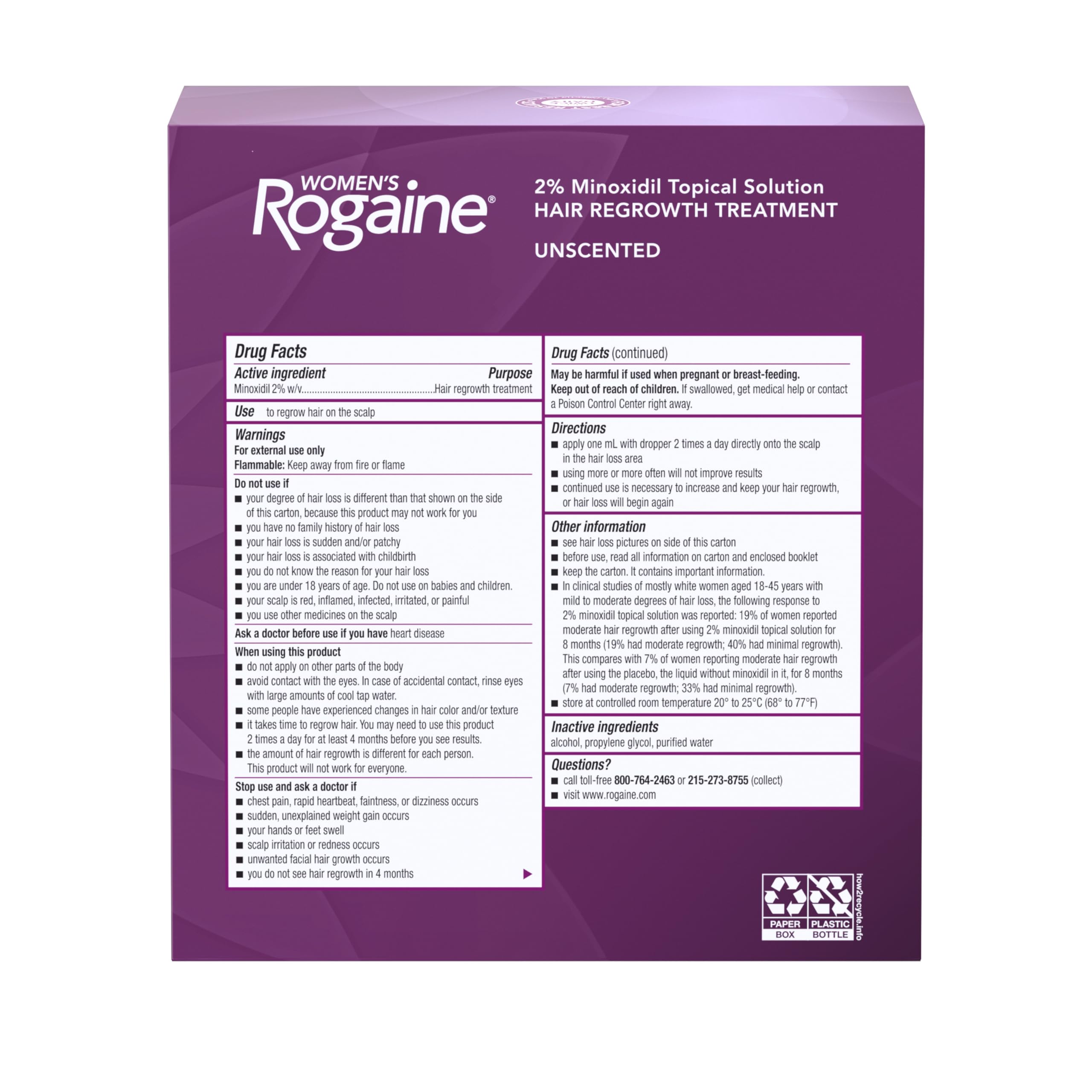Rogaine mujer aplicando solución en cuero cabelludo para promover cabello más grueso