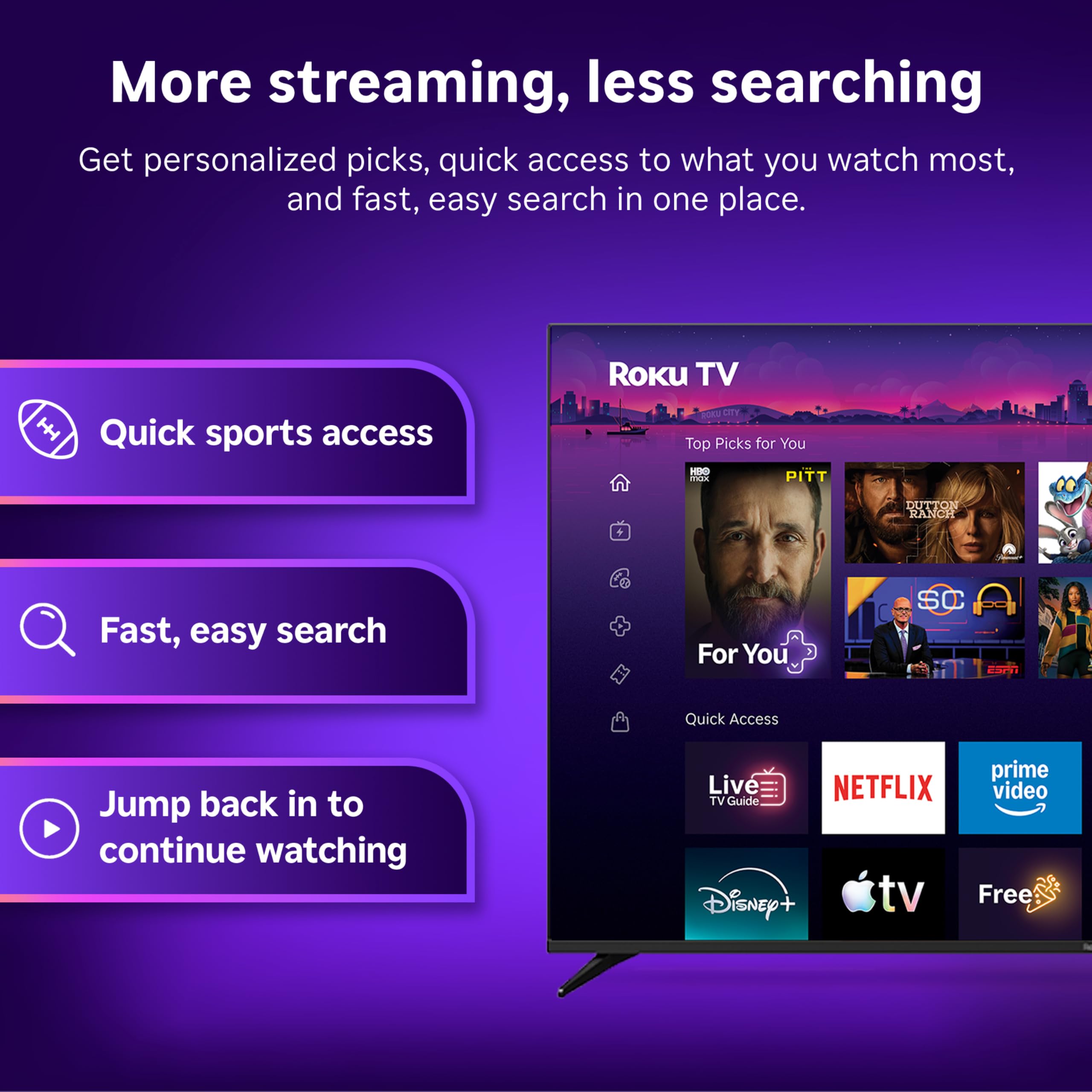 Roku televisor en sala moderna demostrando integración en el hogar