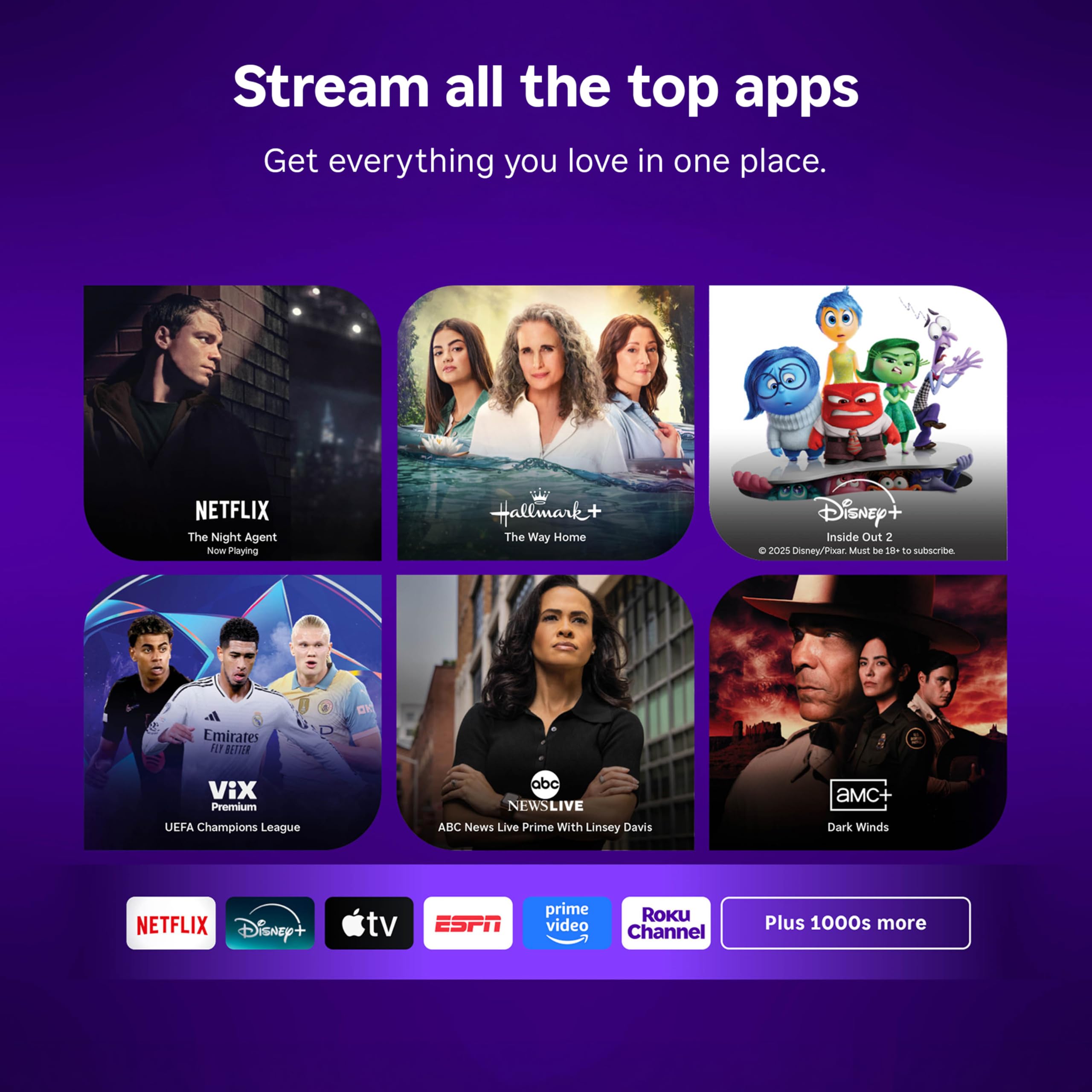 Roku pantalla reproduciendo app de streaming, acceso instantáneo a contenido
