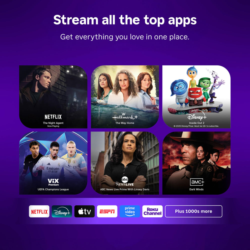 Roku pantalla reproduciendo app de streaming, acceso instantáneo a contenido