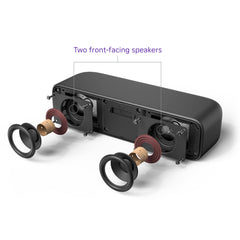 Roku Streambar SE conexiones traseras visibles para HDMI y alimentación práctica