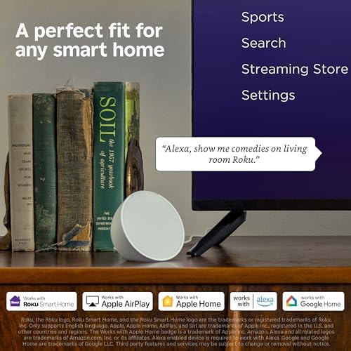 Roku Streambar SE ilustrada con pantalla Home que muestra aplicaciones y 4K