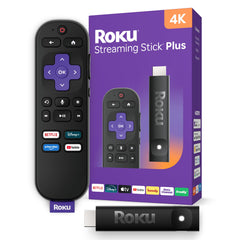 Roku stick frontal mostrando diseño compacto y fácil instalación