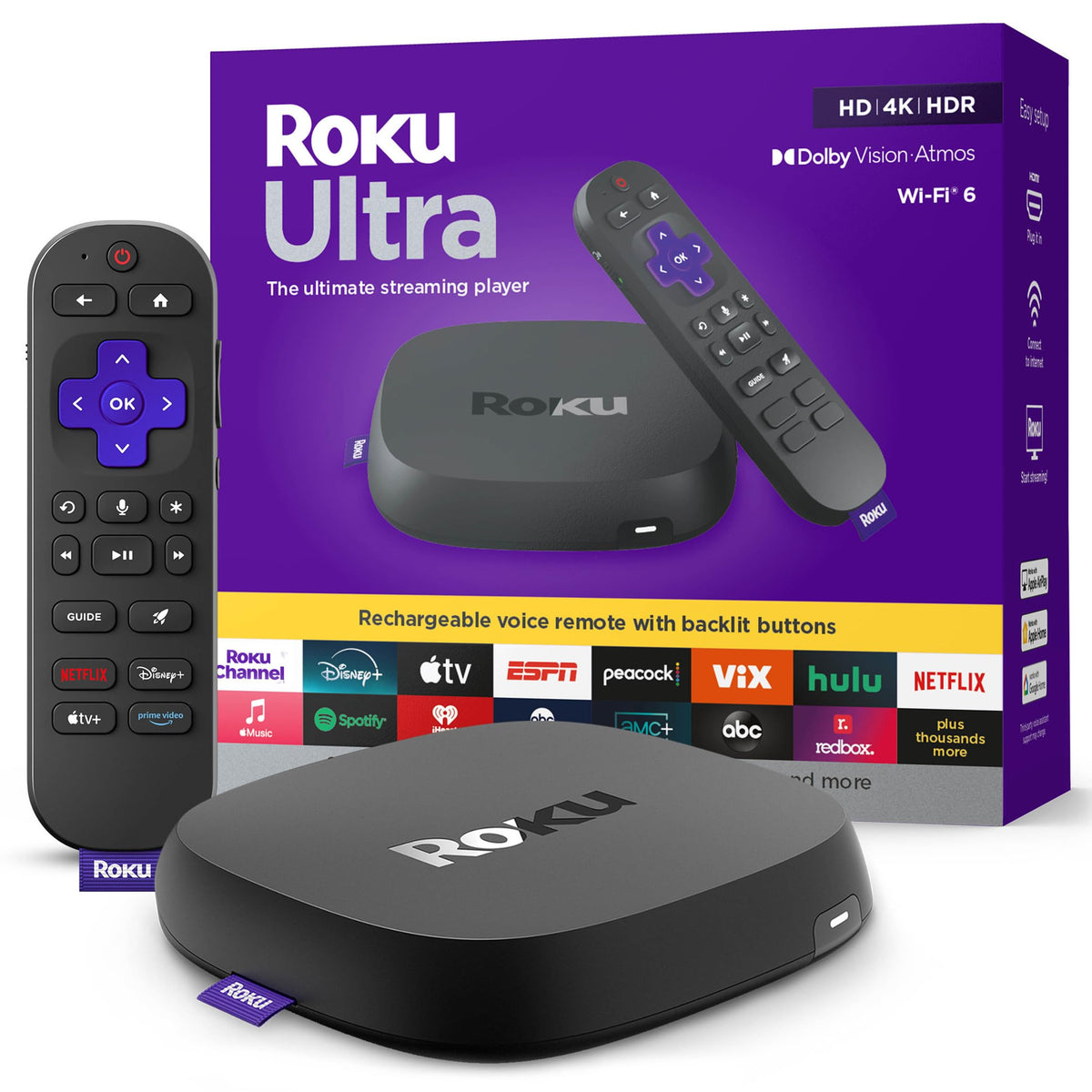 Roku Ultra frontal mostrando diseño compacto y conexión rápida