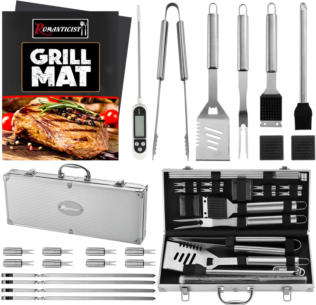 ROMANTICIST front packaging showcasing full 23‑piece grill set and case for easy gifting
