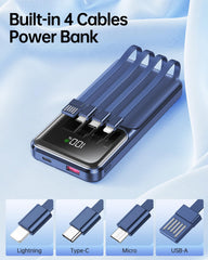 RONEGN detalle de los cuatro cables integrados listo para uso inmediato