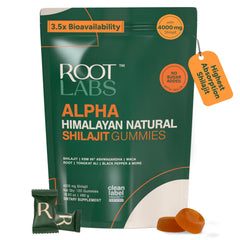 ROOT LABS frasco frontal mostrando 120 gomitas y beneficio conveniencia