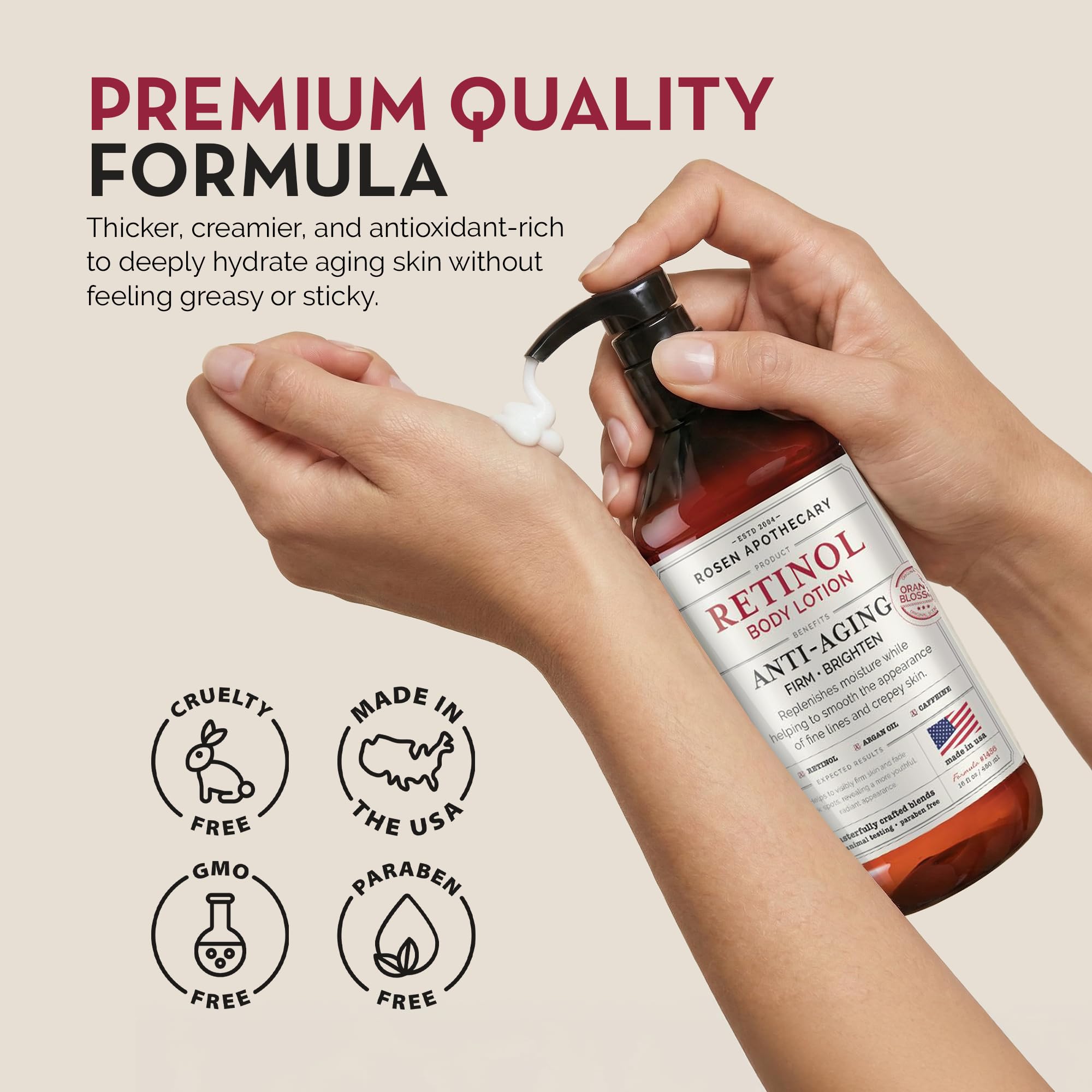 Rosen Apothecary etiqueta en primer plano con lista de ingredientes y beneficios