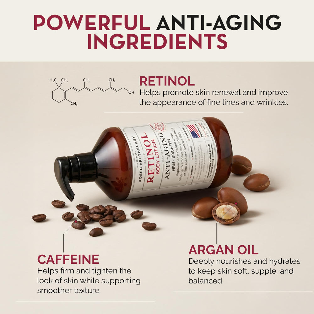 Rosen Apothecary ingredientes principales retinol cafeína y argán para firmeza