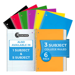 Rosmonde vista frontal del pack de 6 cuadernos para organización