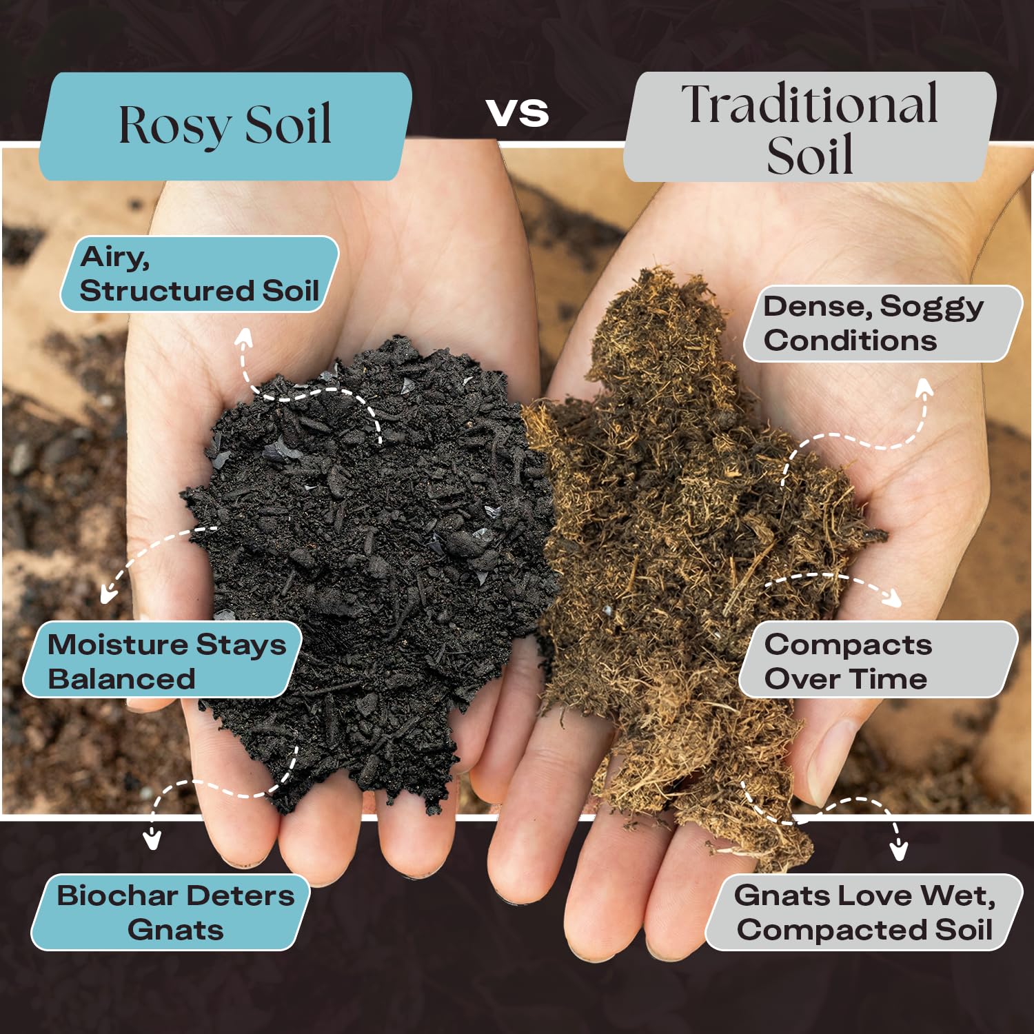 Rosy Soil being poured from bag into pot demonstrating easy use