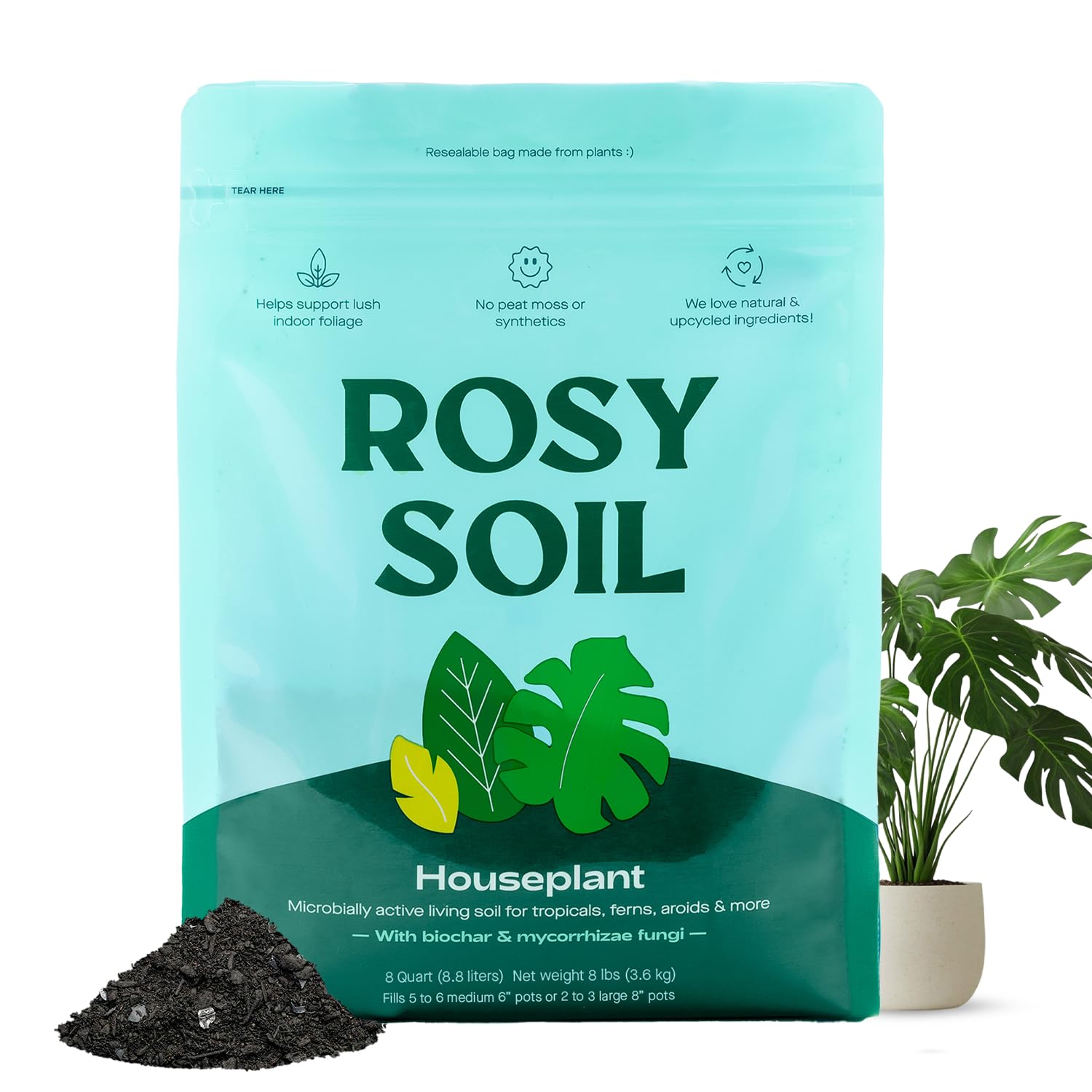 Rosy Soil front package showing branding and organic benefits