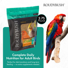 RoudyBush textura crumble en primer plano, fácil de comer para aves