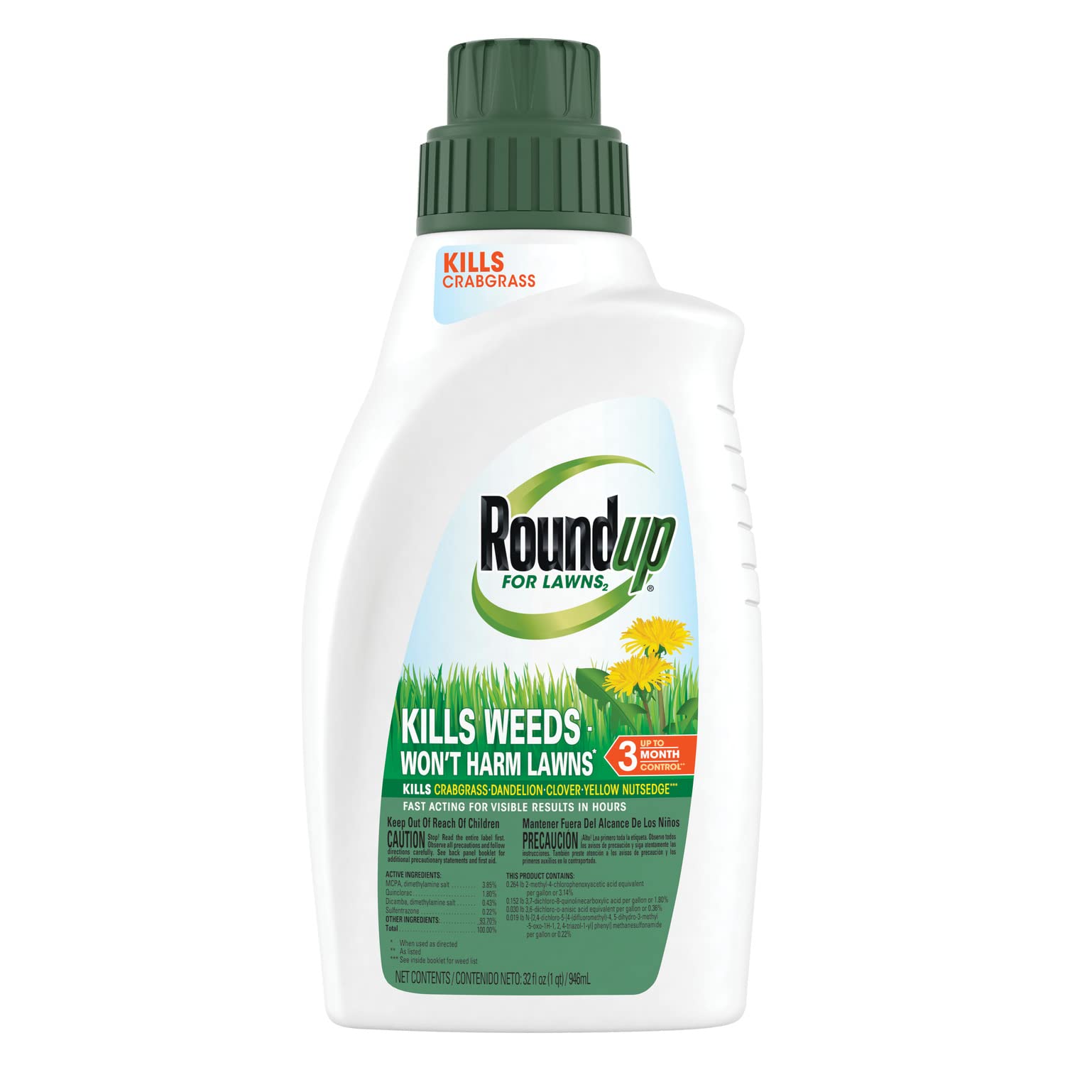 Roundup frontal del envase mostrando etiqueta y volumen como referencia