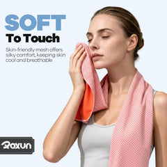 ROXUN toalla colocada en el cuello mostrando confort y alivio térmico