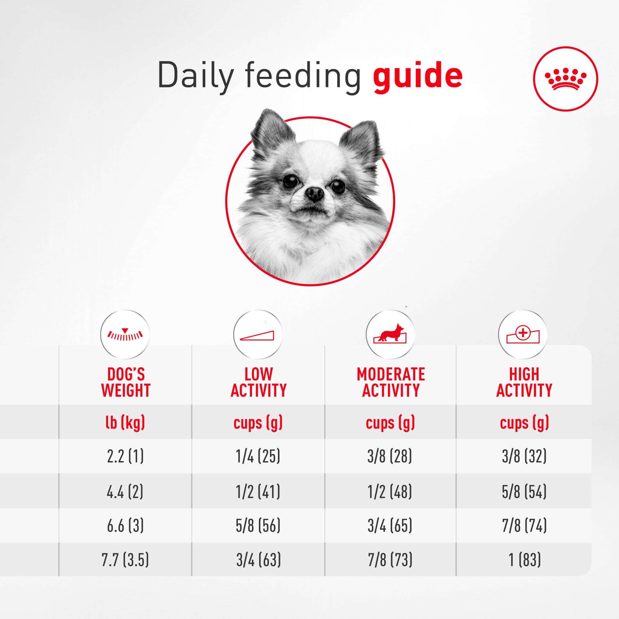 ROYAL CANIN bol con porción diaria adecuada para un chihuahua
