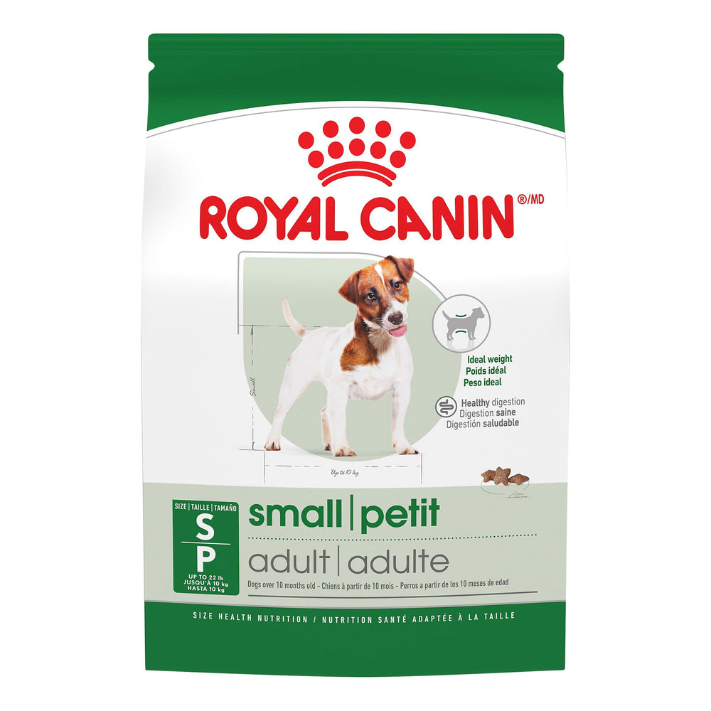 ROYAL CANIN bolsa frontal 14 lb mostrando diseño y beneficios visibles