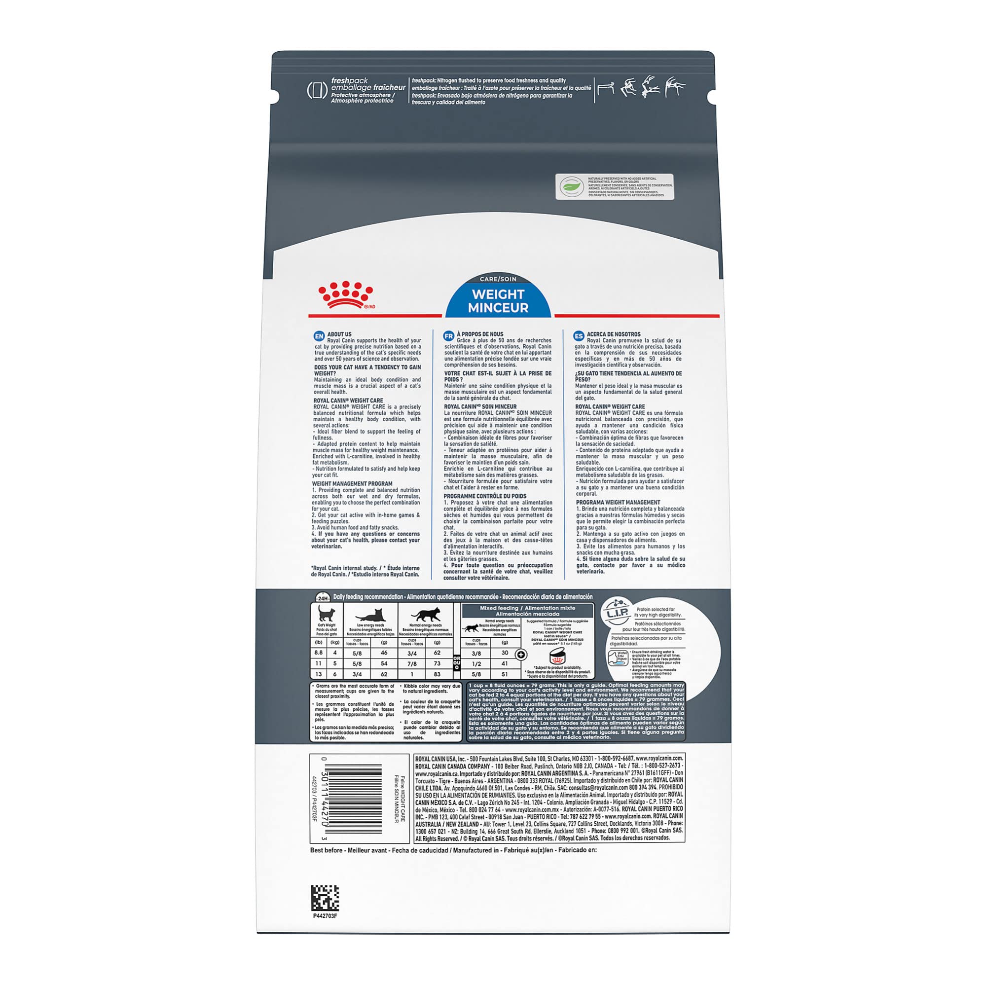 Royal Canin primer plano de croquetas para apreciar textura y promover saciedad