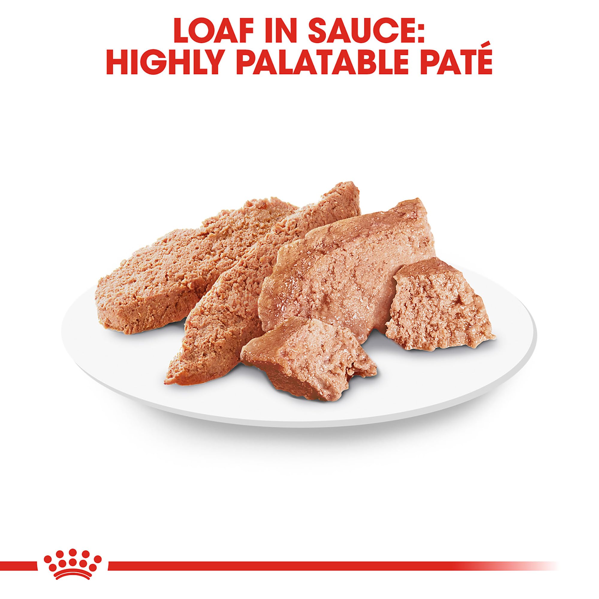 ROYAL CANIN sobre abierto con paté en salsa listo para servir, facilita la alimentación