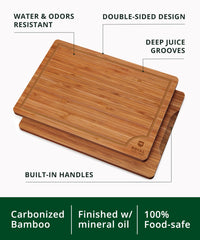 ROYAL CRAFT WOOD tabla en uso cortando carne con canaleta recogiendo jugos