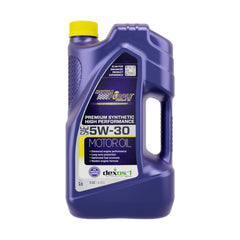 Royal Purple envase frontal 5 qt mostrando la etiqueta y protección mejorada
