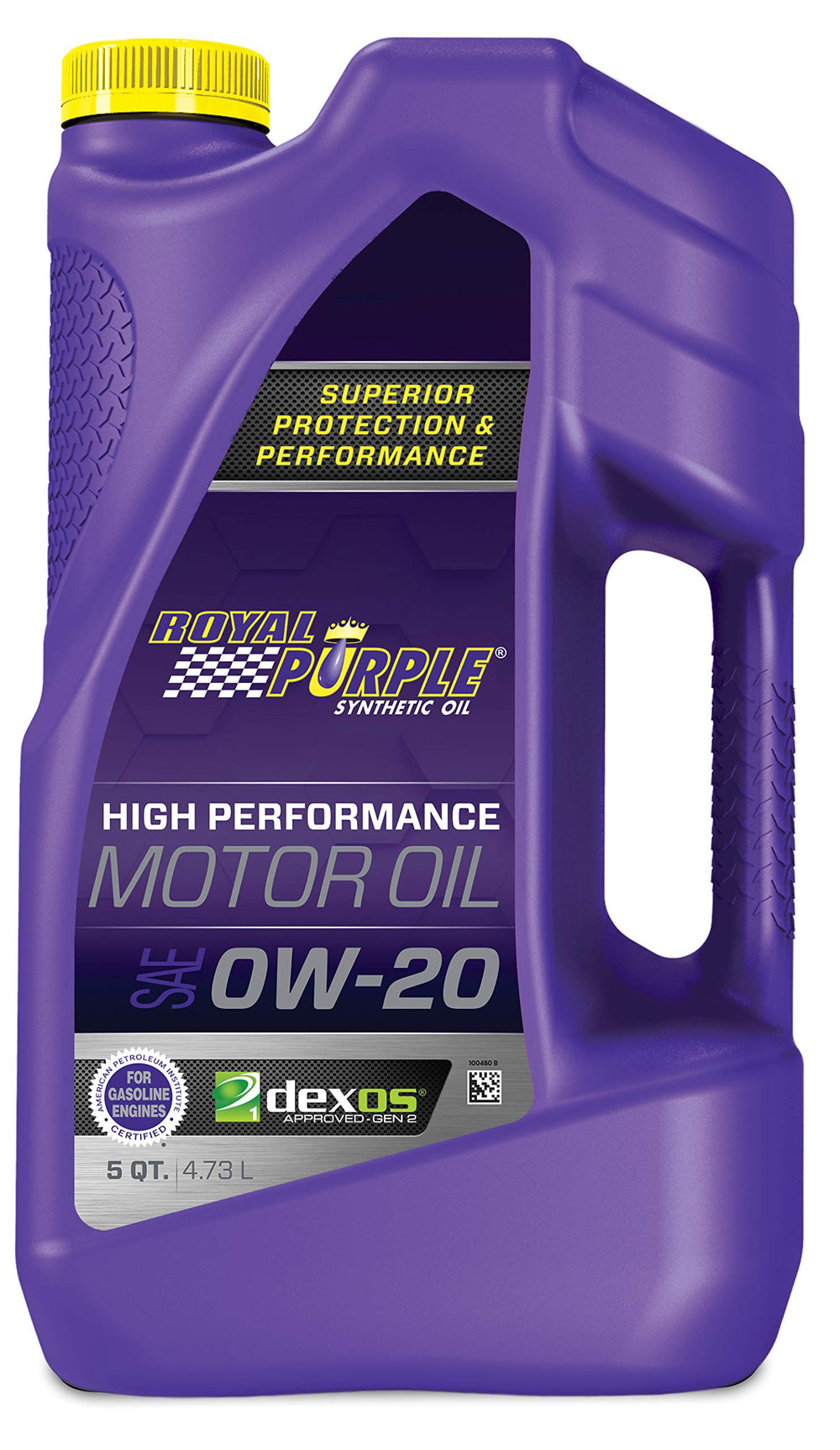 Royal Purple envase frontal 5 qt mostrando etiqueta y beneficio de protección avanzada