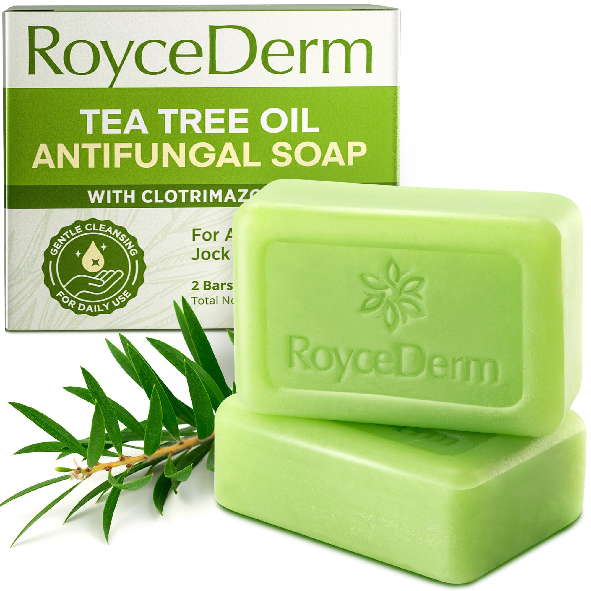Roycederm barra frontal mostrando forma y etiqueta, limpieza efectiva
