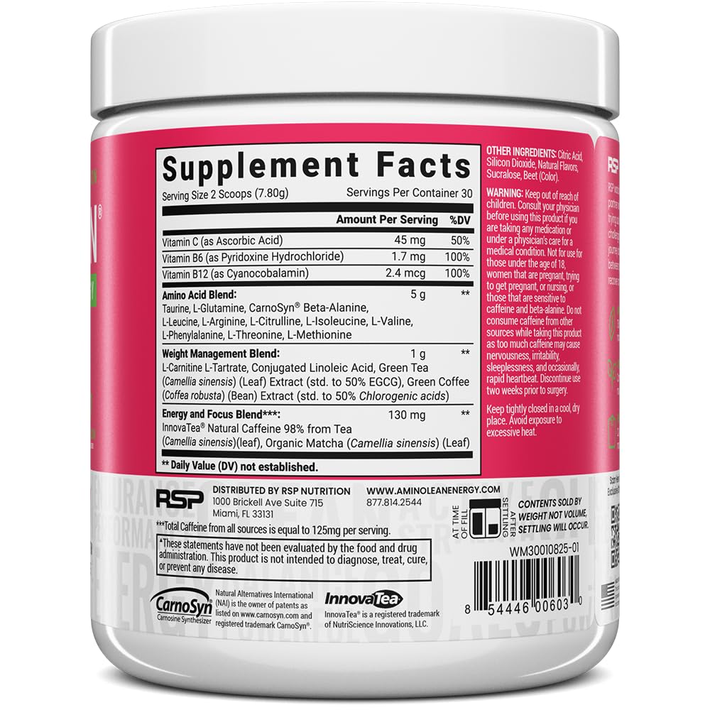RSP NUTRITION etiqueta con información nutricional, ayuda a verificar ingredientes clave