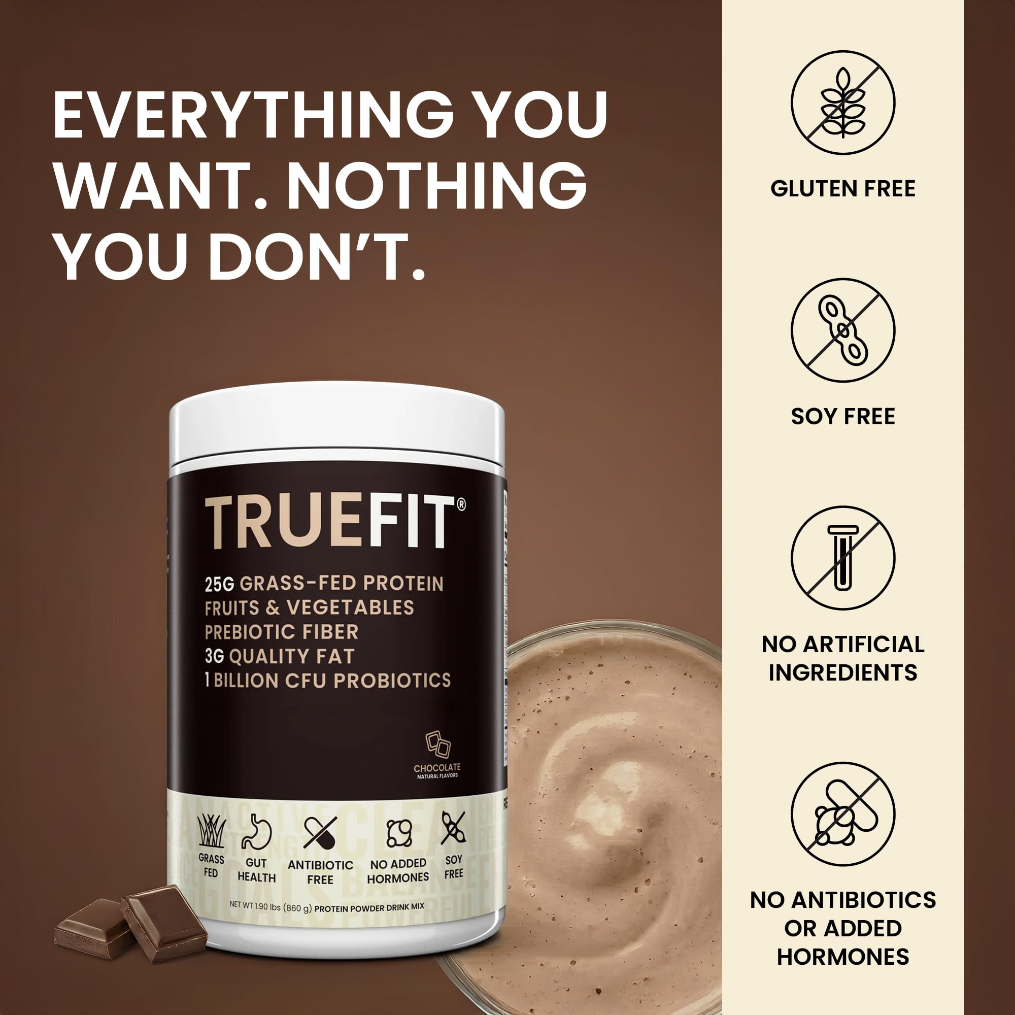 RSP NUTRITION TrueFit nutrition label and ingredients panel showing clean transparency