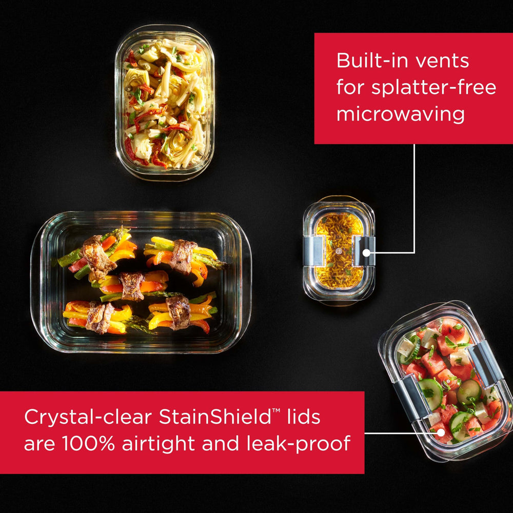 Rubbermaid Brilliance enfoque en base de vidrio resistente para cocción segura