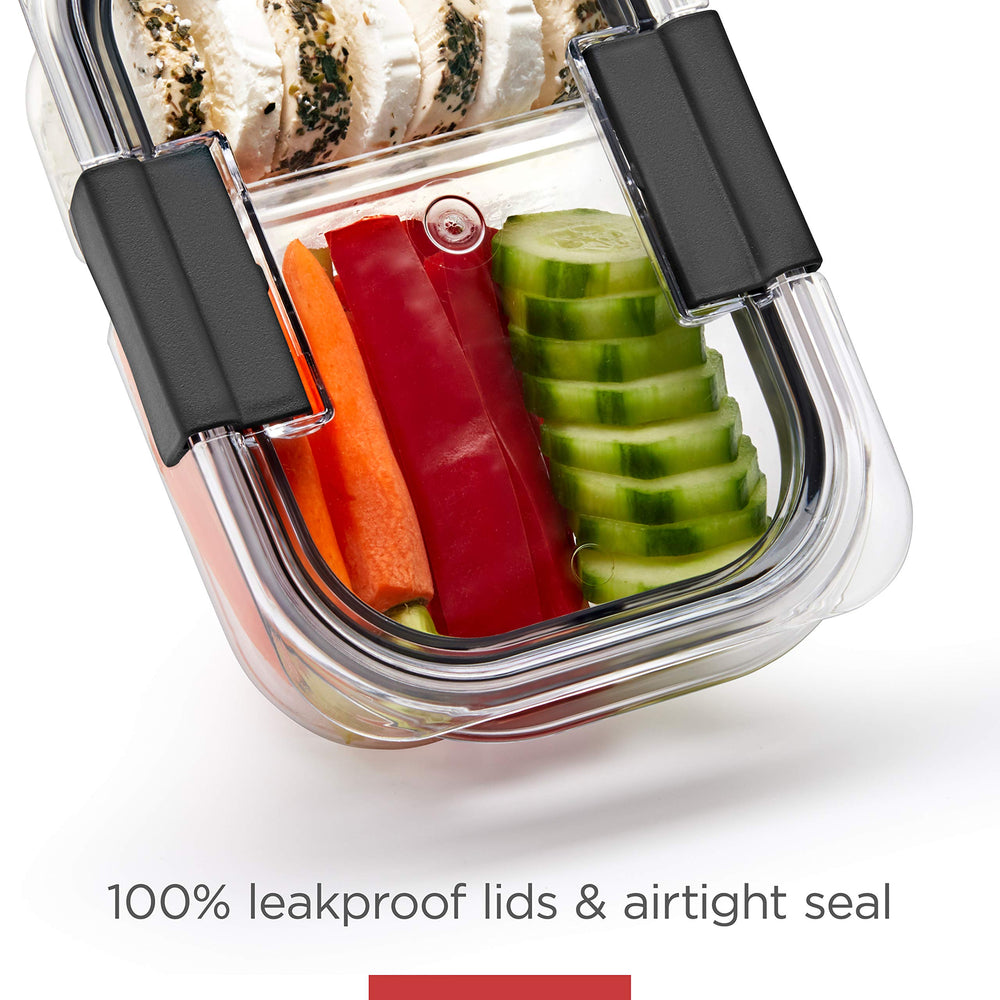 Rubbermaid Brilliance container reheating in microwave showing vented design advantage