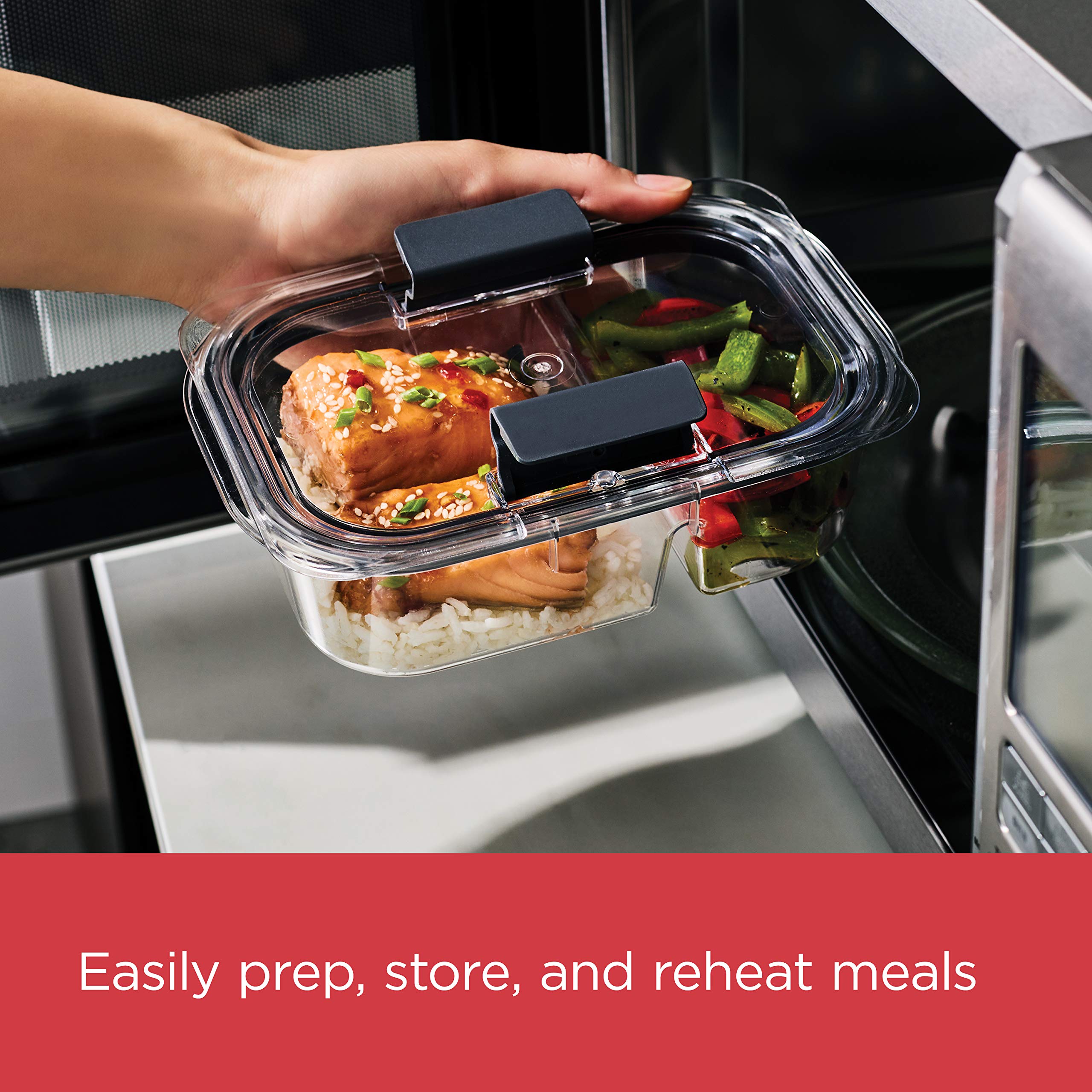 Rubbermaid Brilliance open view showing two compartments for meal portioning