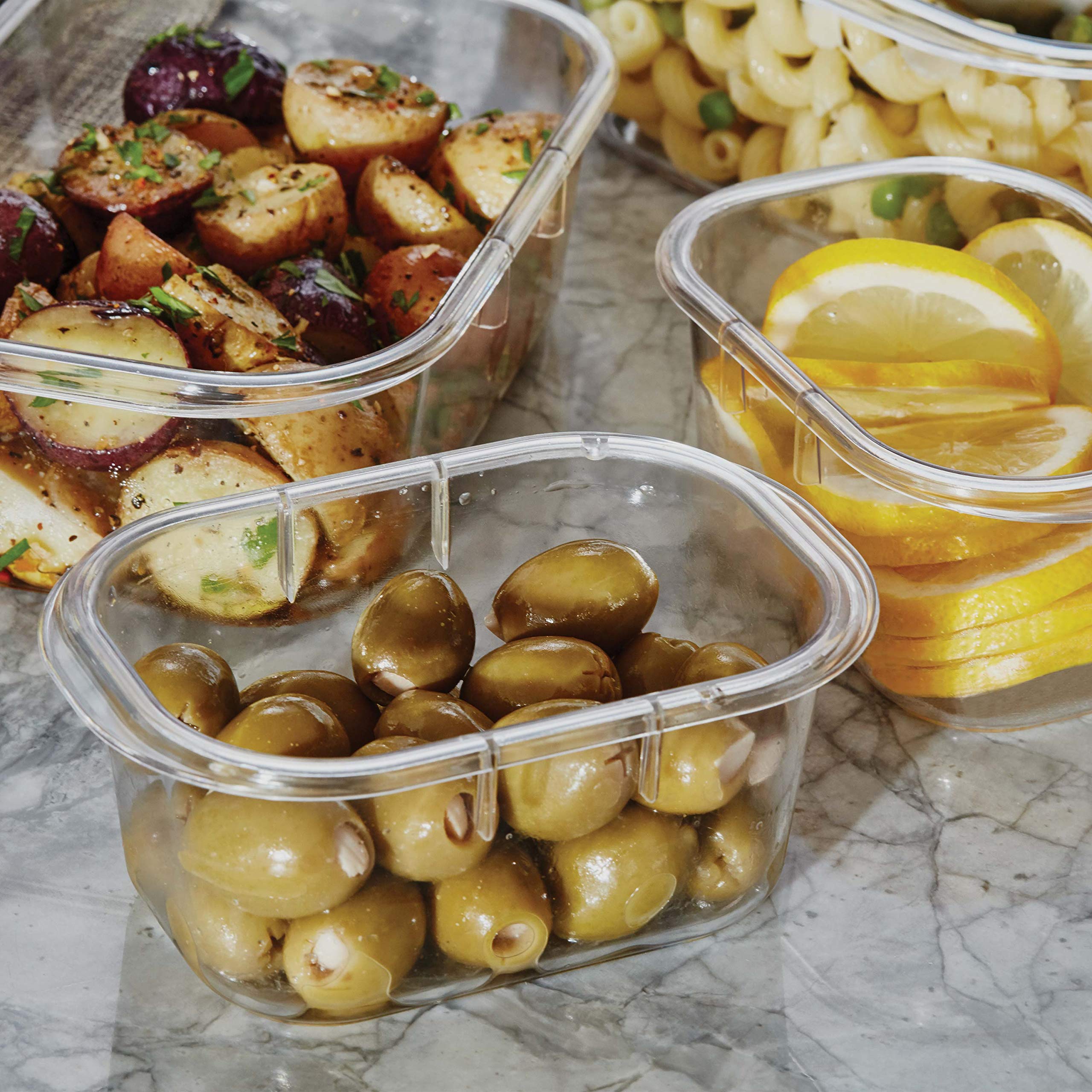 Rubbermaid stacked containers in fridge showing space-saving organization benefit
