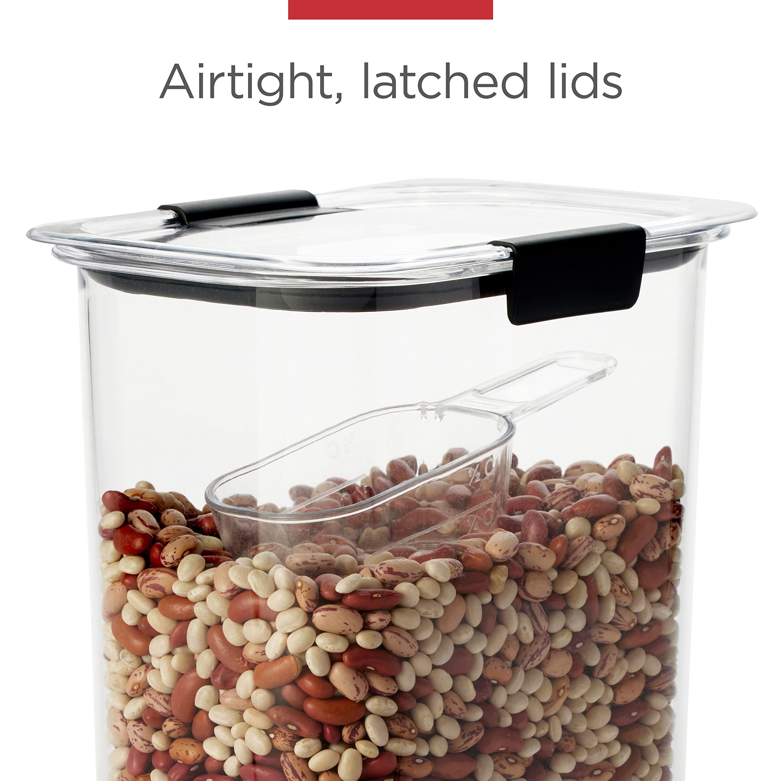 Rubbermaid primer plano de la tapa cristalina demostrando sellado hermético