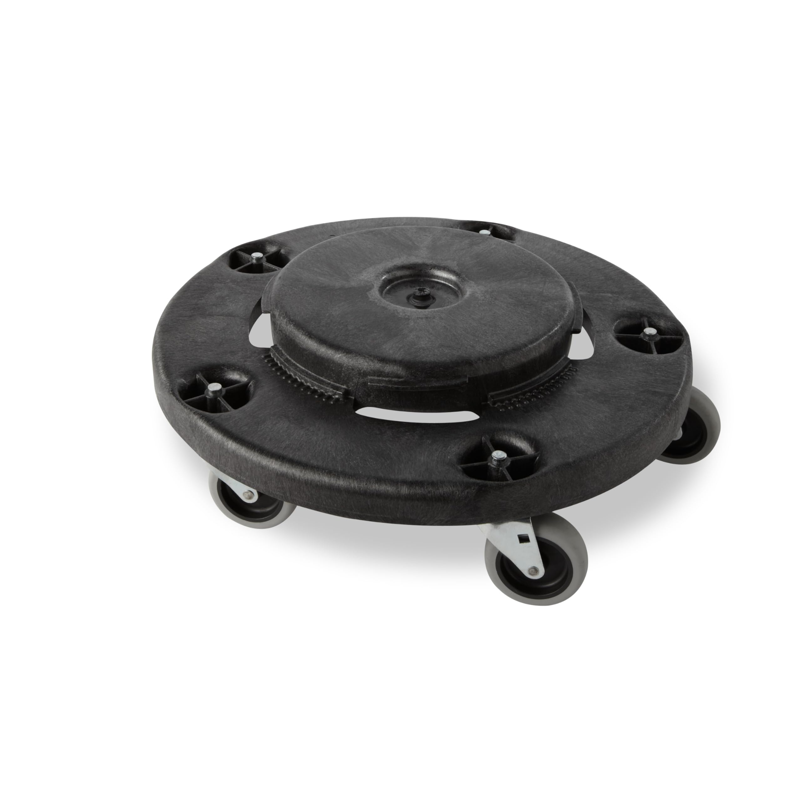 Rubbermaid BRUTE Dolly frontal mostrando ajuste seguro y manejo fácil
