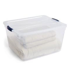 Rubbermaid Cleverstore cajas en uso en garaje organizando herramientas y ahorro de espacio